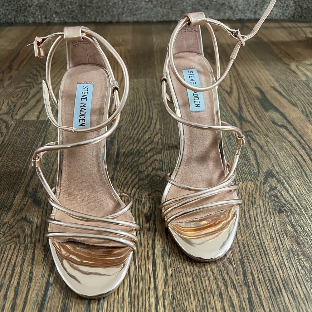 Steve Madden Rose Gold Strappy Heels - Picture 10 of 10